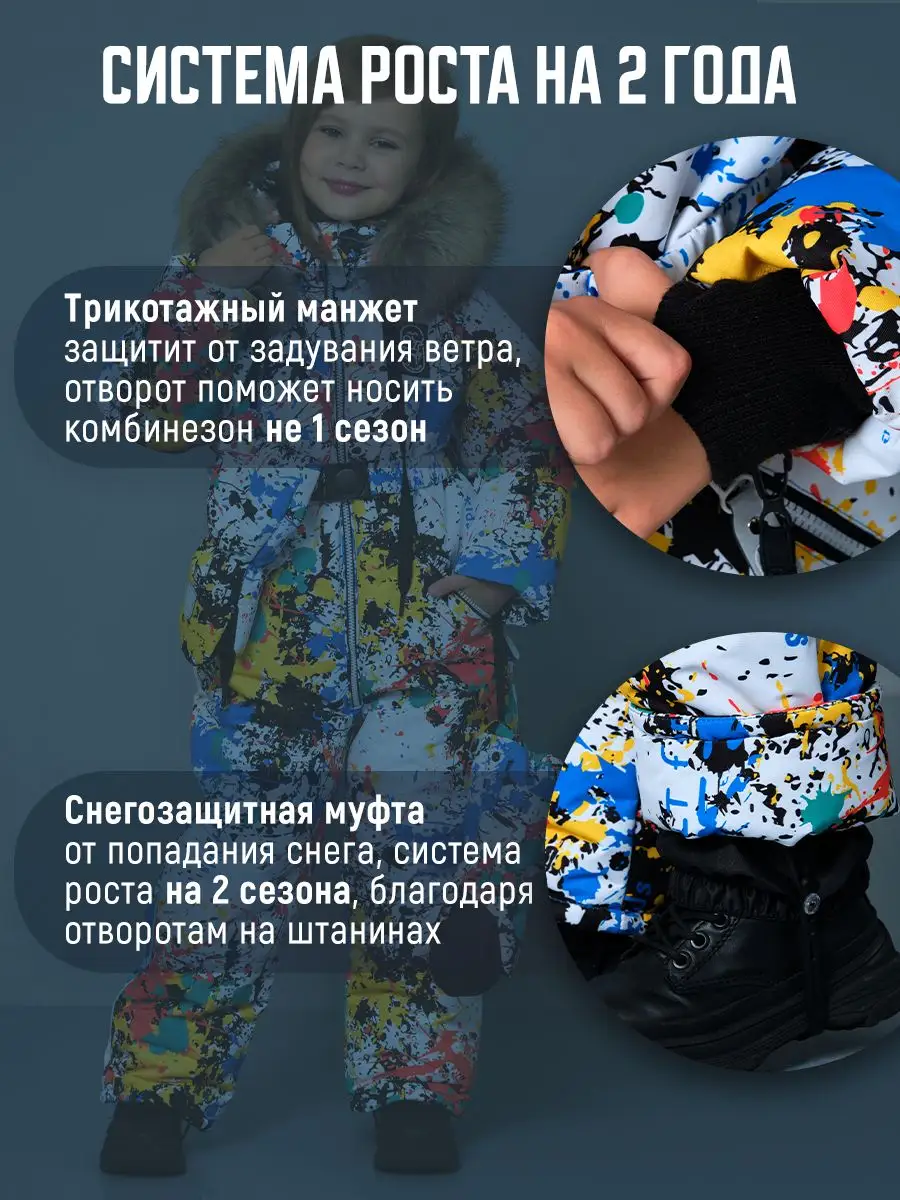 Зимний комбинезон мембрана теплый с меховым капюшоном LT for KIDS 163050041  купить в интернет-магазине Wildberries