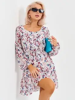 Платье весеннее шифоновое мини в цветочек YarkolaStyle 163197867 купить за 936 ₽ в интернет-магазине Wildberries