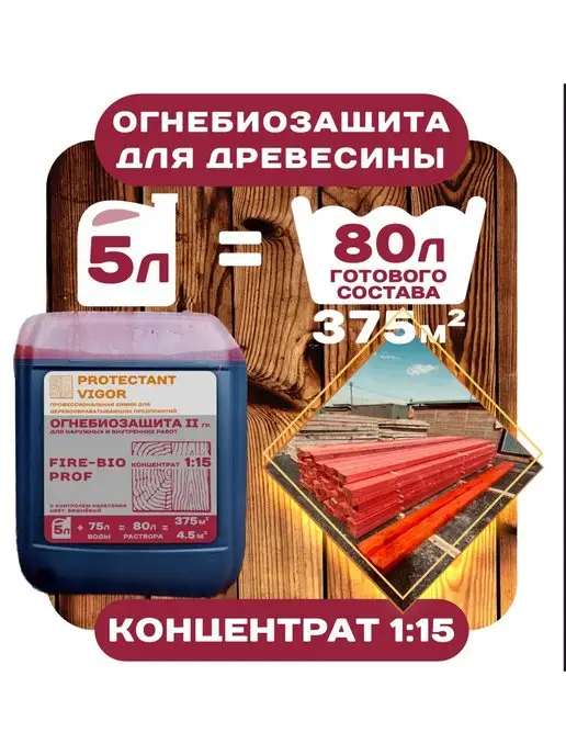 PROTECTANT VIGOR Пропитка для дерева FIRE-BIO PROF огнебиозащита, вариант