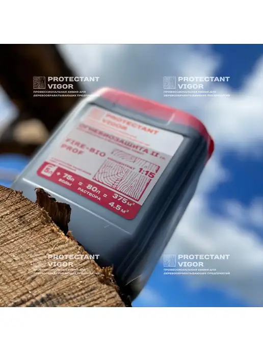 PROTECTANT VIGOR Пропитка для дерева FIRE-BIO PROF огнебиозащита, вариант, фото 4
