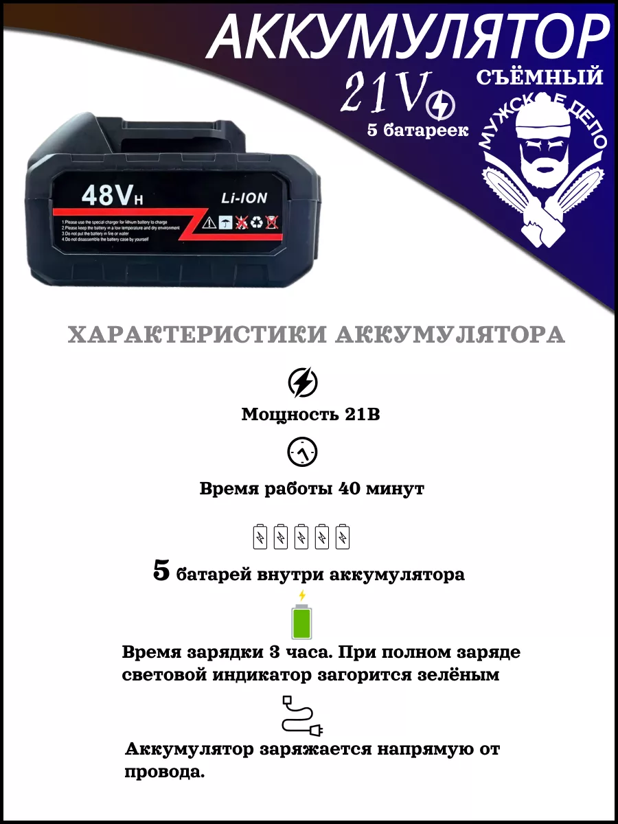 Аккумулятор сменный на автомойку электропилу шуруповерт 21в МУЖСКОЕ ДЕЛО!  163259909 купить за 663 ₽ в интернет-магазине Wildberries