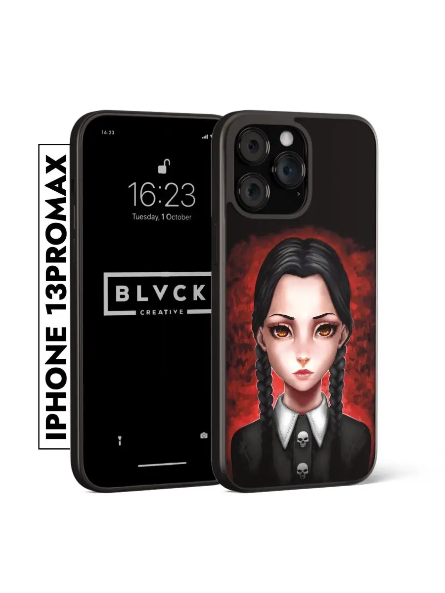 Чехол для iPhone с принтом Wednesday / Уэнсдей Аддамс BLACK CREATIVE  163268625 купить в интернет-магазине Wildberries