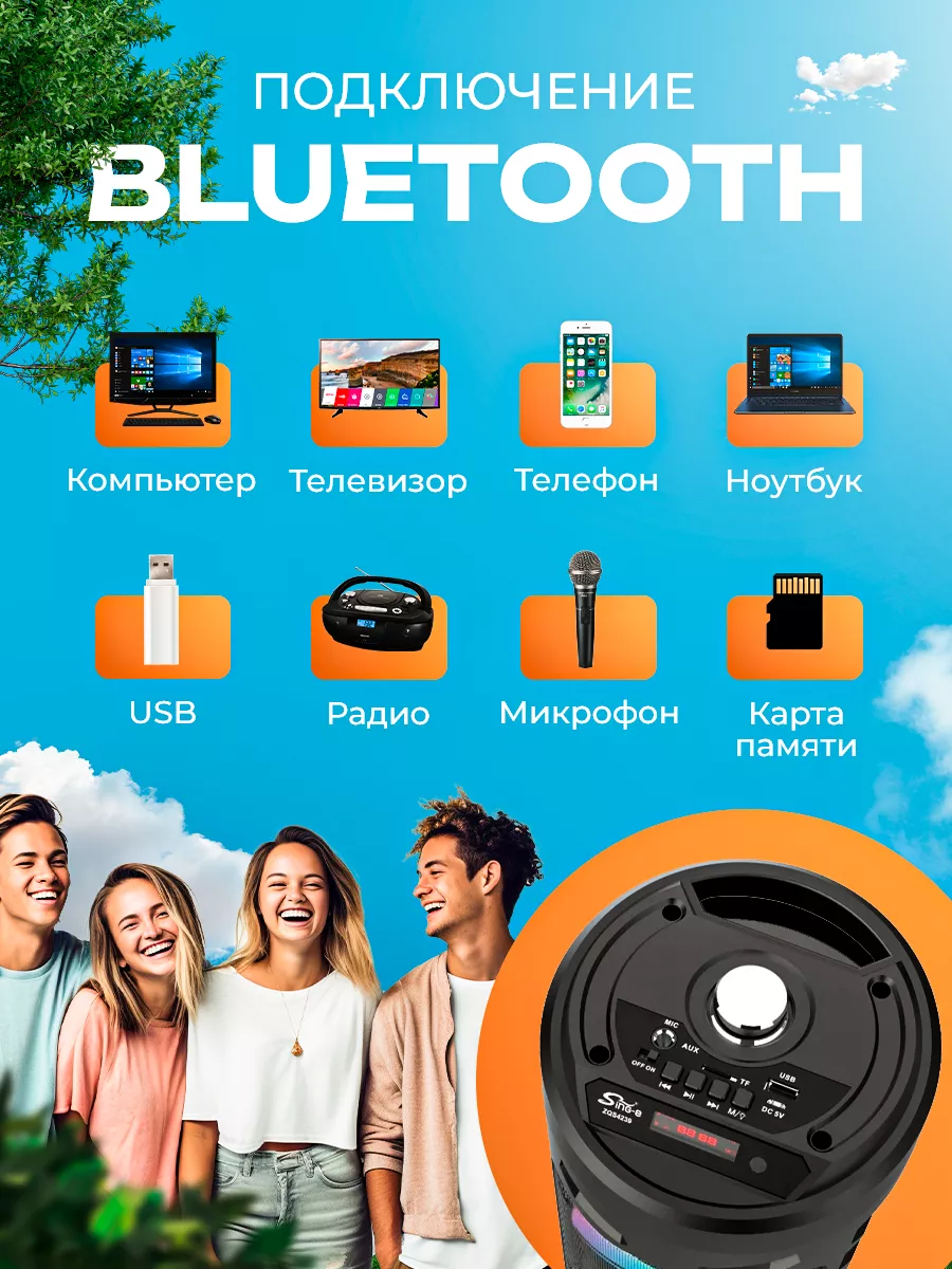 Музыкальная напольная колонка с караоке Bluetooth Smartela 163272049 купить  за 1 475 ₽ в интернет-магазине Wildberries