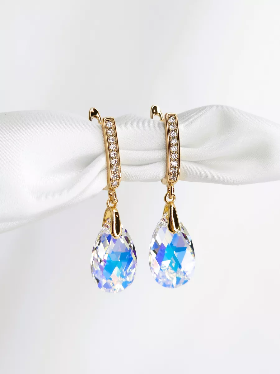 Серьги вечерние подвески Swarovski