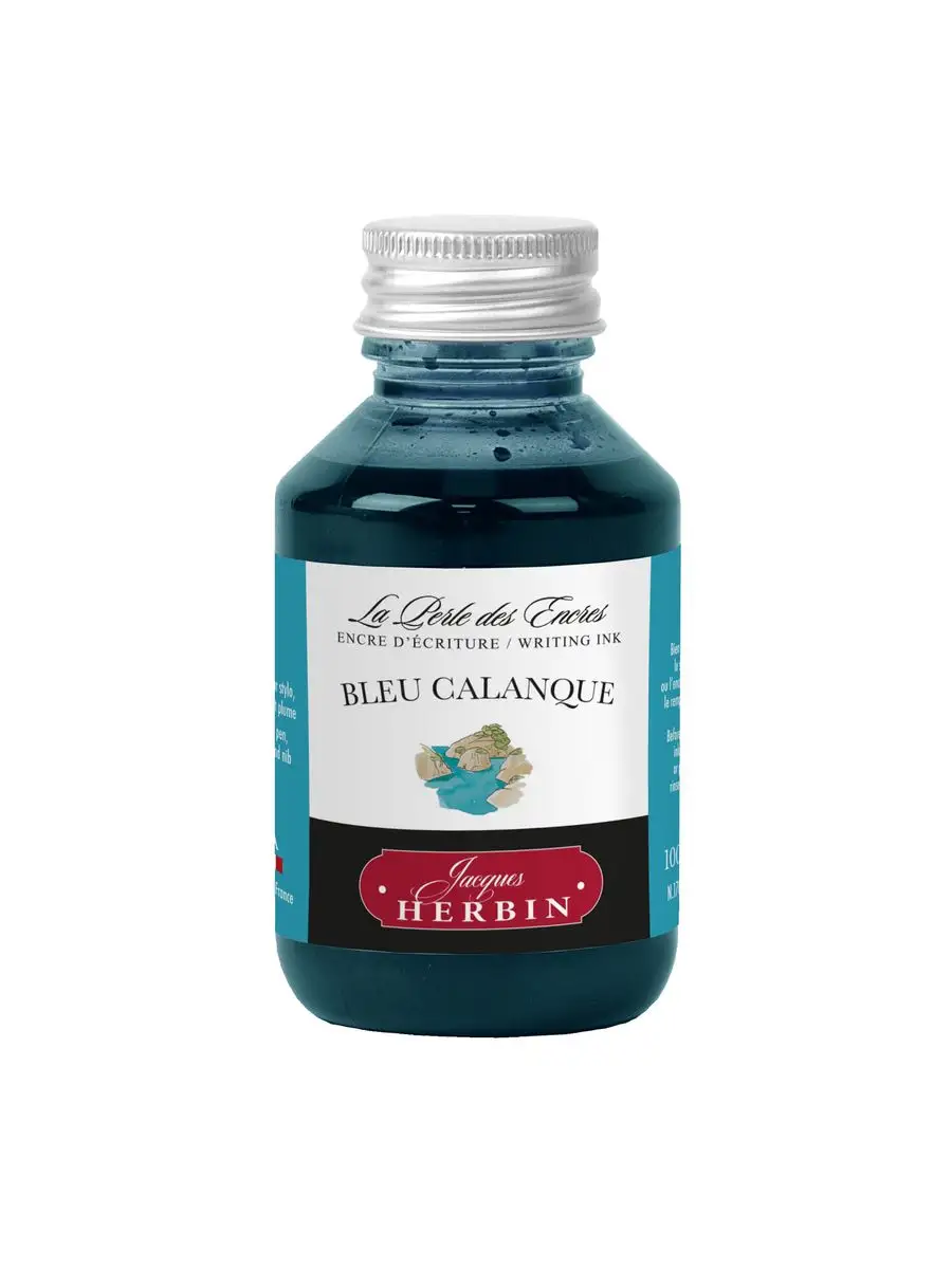 Чернила в банке Herbin, 100 мл, Bleu calanque Аквамарин