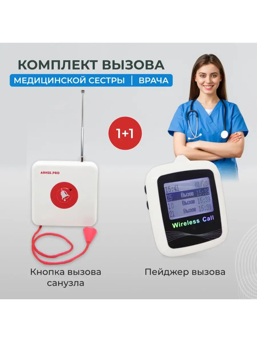 Кнопка вызова помощи в санузел и пейджер вызова персонала ARHIS PRO  163319001 купить за 7 346 ₽ в интернет-магазине Wildberries