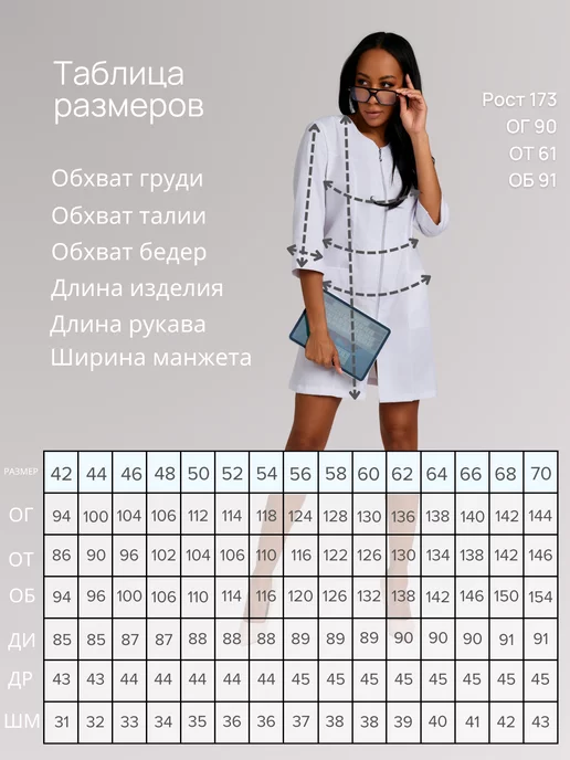 СпецЛидер Халат медицинский плотный на молнии, белый, фото 2