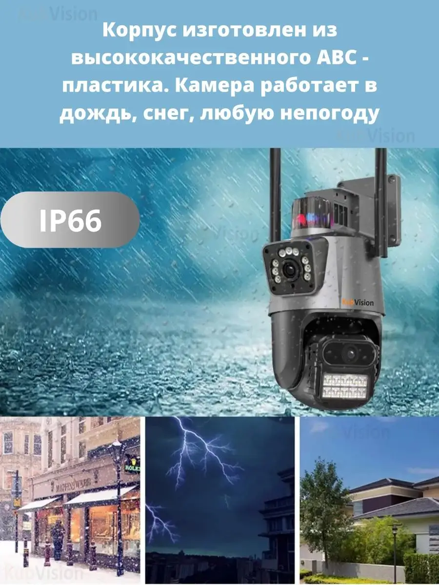 Камера c двумя объективами двойным объективом wifi 360 KubVision 163358309  купить за 3 305 ₽ в интернет-магазине Wildberries