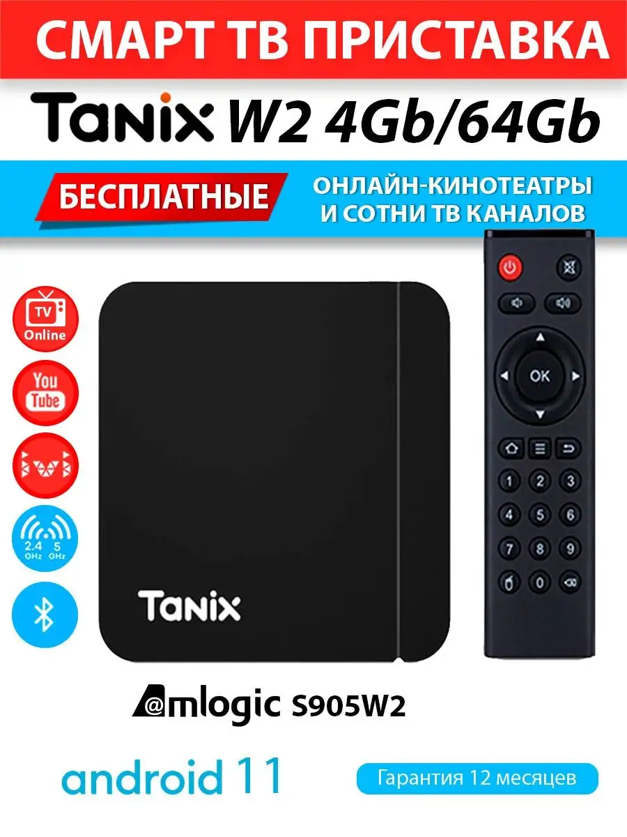 Медиаплеер Tanix W2 4/64GB S905W2 Android 11 (с настройкой) AndroidMag  163395084 купить за 2 843 ₽ в интернет-магазине Wildberries