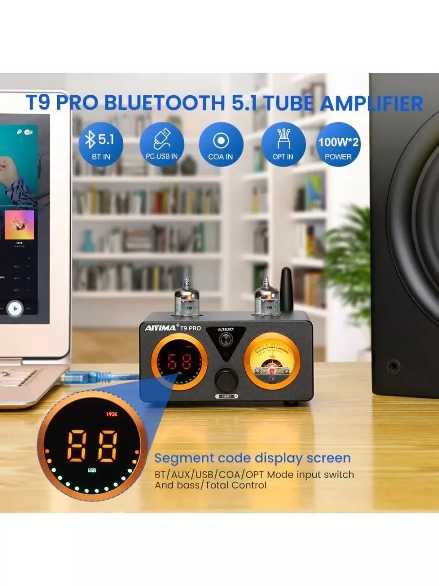 Ламповый усилитель Aiyima T9 Pro Bluetooth Aiyima 163395556 купить за 13  606 ₽ в интернет-магазине Wildberries