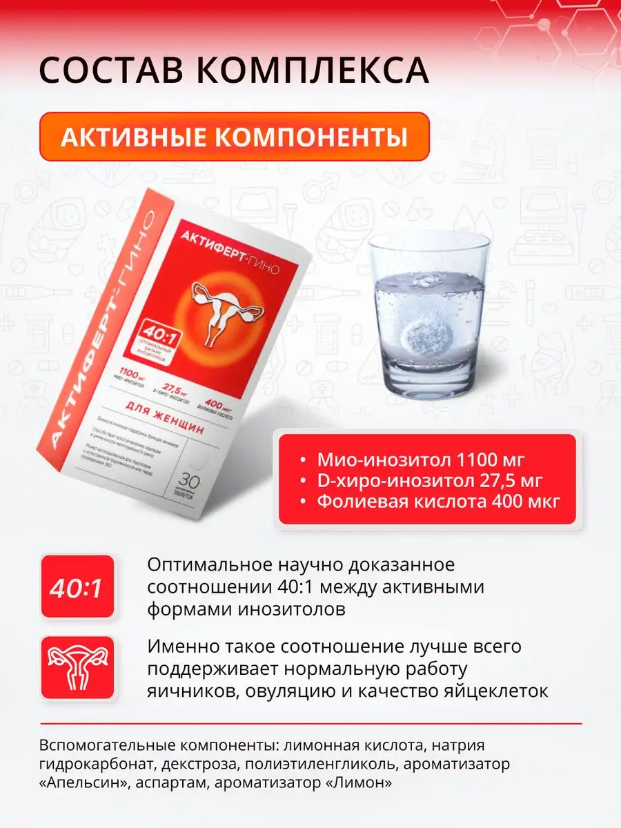 Гино инозитол 40 1 репродуктивное здоровье Актиферт купить по цене 273 ...
