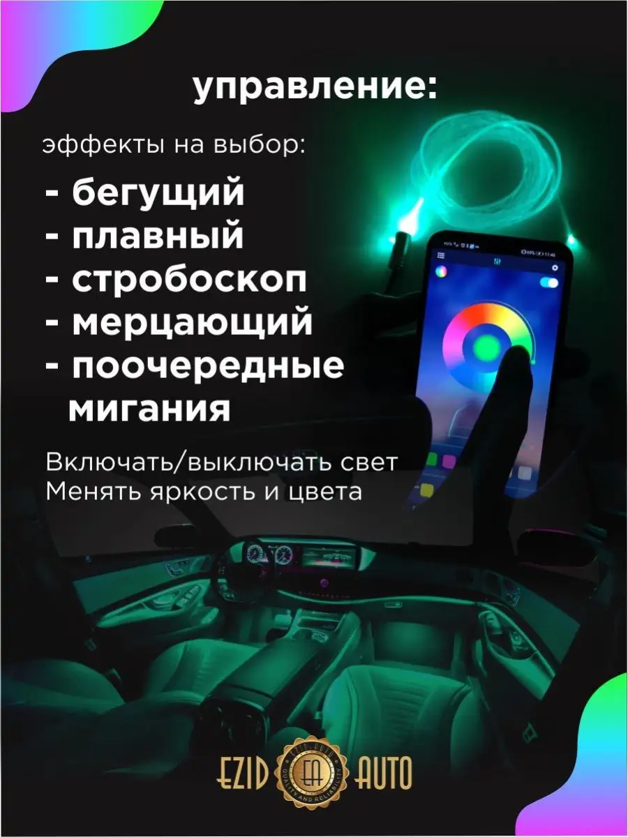 Неоновая подсветка для салона авто RGB от прикуривателя EZID-AUTO 163601266  купить в интернет-магазине Wildberries