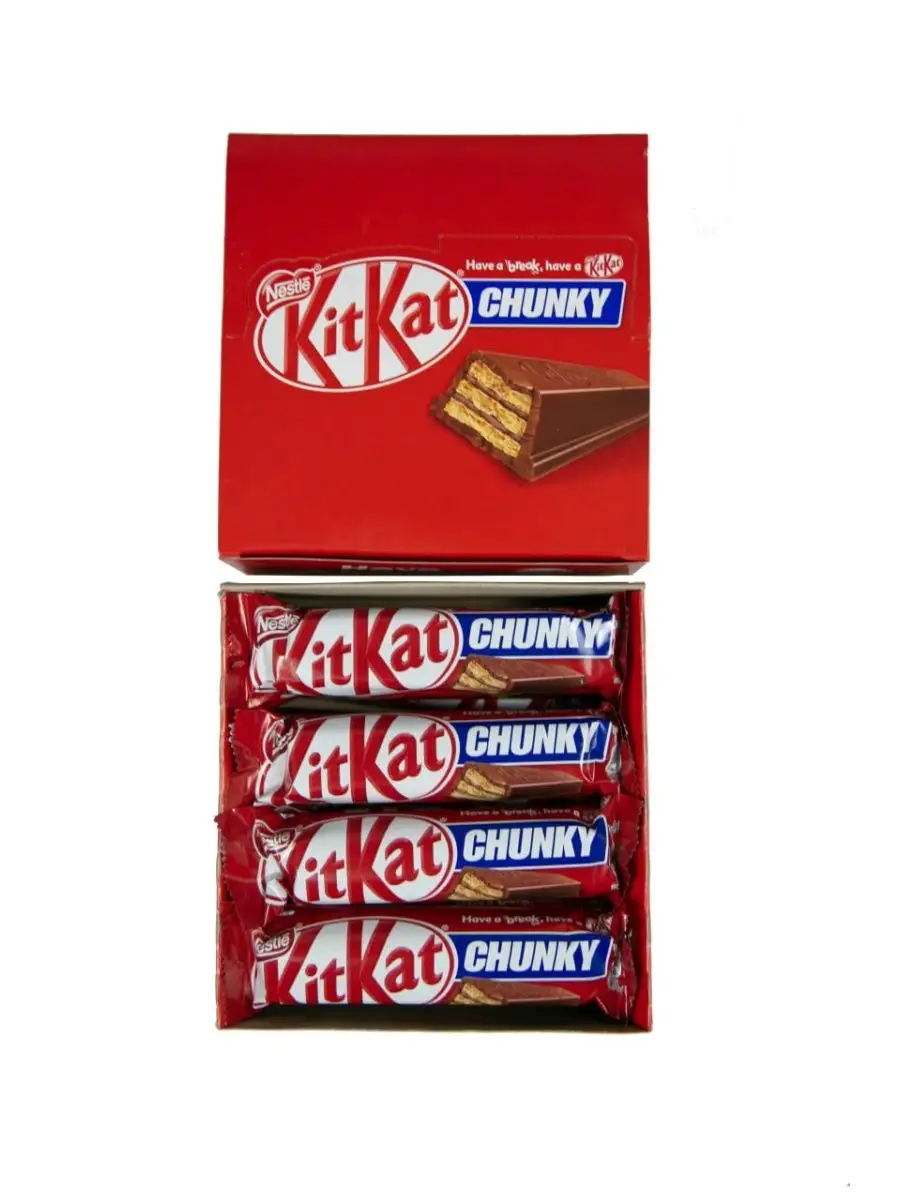 Шоколадный батончик Kit Kat Chunky 2кр по 12 шт x 38 грамм Kitkat 163666808  купить за 1 202 ₽ в интернет-магазине Wildberries