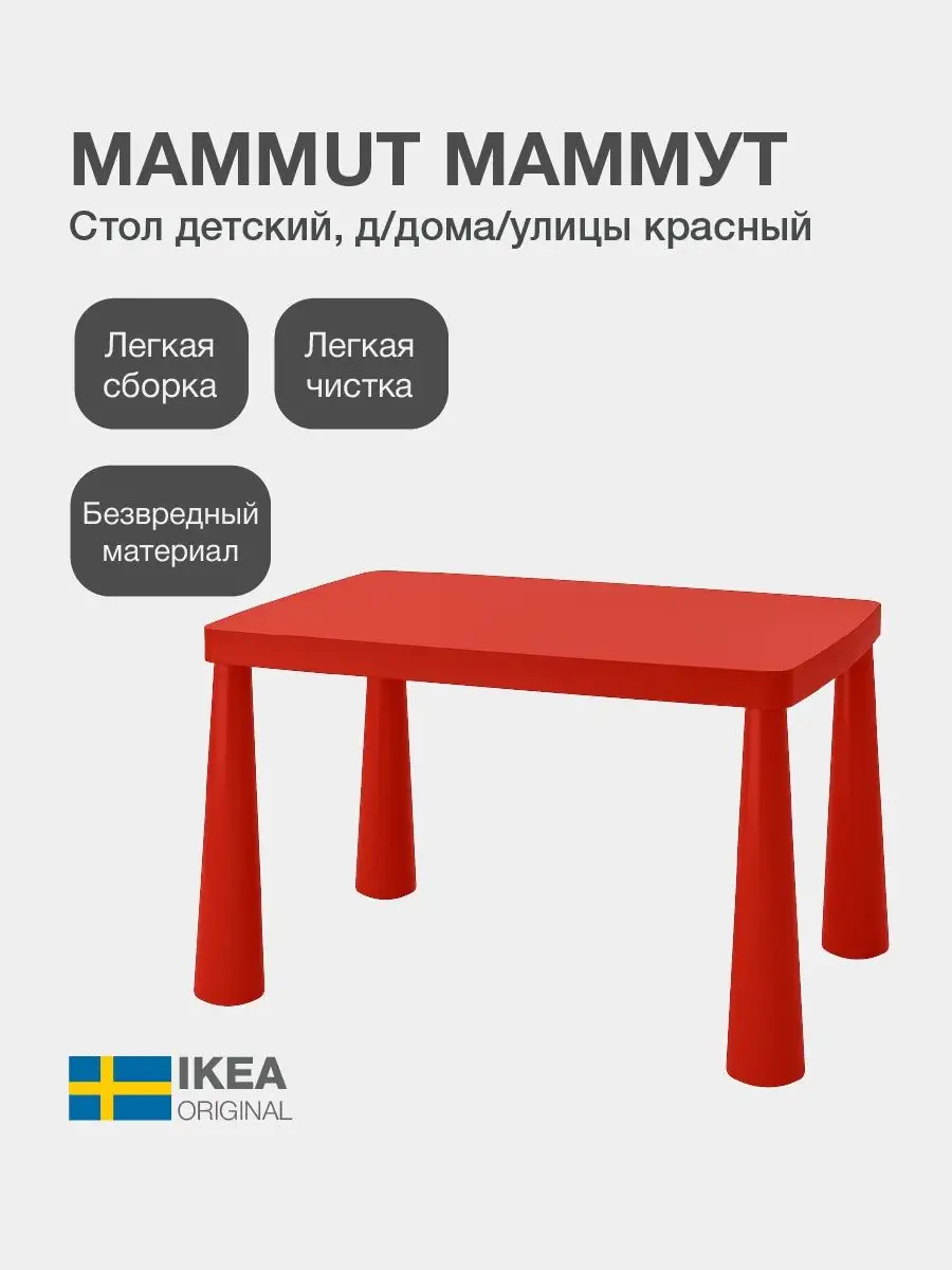 MAMMUT стол детский, 77x55 см, для дома улицы, пластик IKEA 163711206  купить в интернет-магазине Wildberries