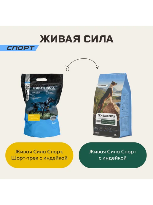 Сухой корм JJ-SPORT Живая Сила для собак, индейка, 0,4 кг, фото 2