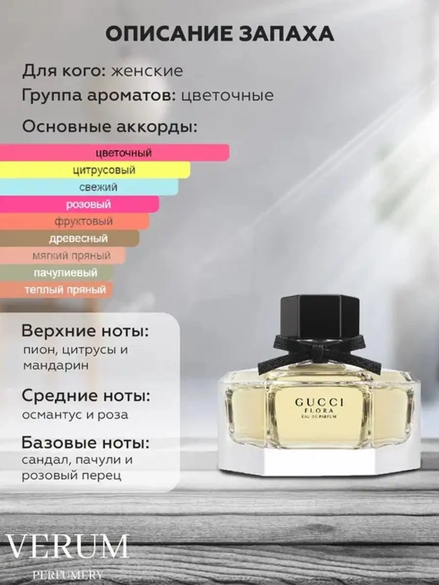 Парфюм распив пробник Gucci Flora by Gucci Eau de Parfum Verum perfumery  163724028 купить за 350 ₽ в интернет-магазине Wildberries