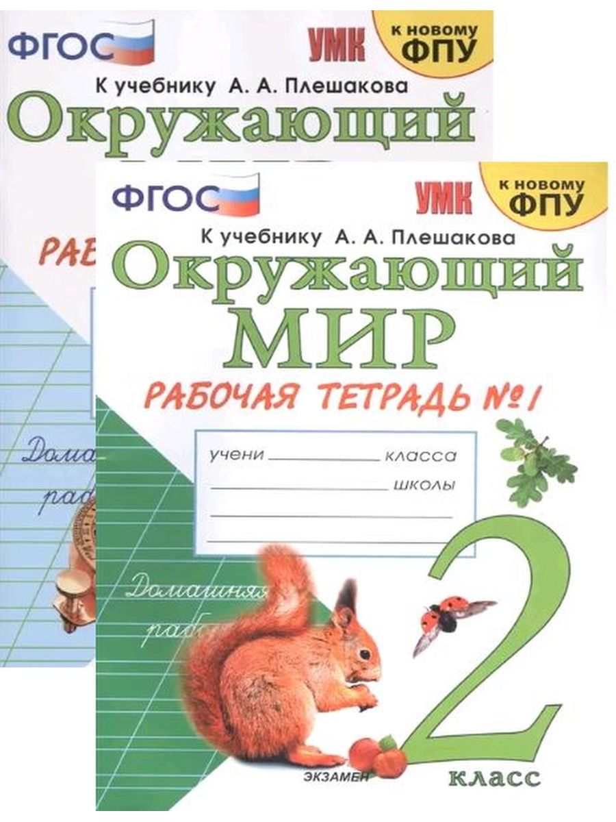 Рабочая тетрадь по окружающему миру. 2 класс. Часть 1,2. Экзамен 163732774  купить в интернет-магазине Wildberries