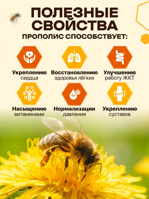 Мед и Конфитюр Прополис натуральный пчелиный 100 гр, 10 г, фото 2