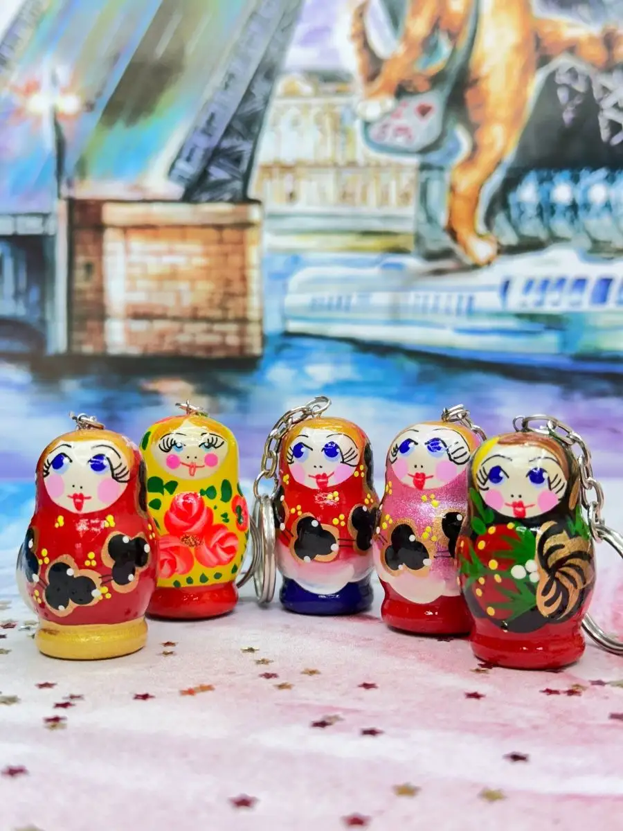Брелок сувенир набор "Матрешки" 5 штук