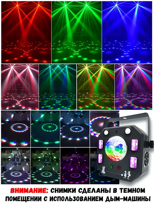 Party Light Лазерная светомузыка "диско шар, стробоскоп и ультрафиолет", черный, фото 3