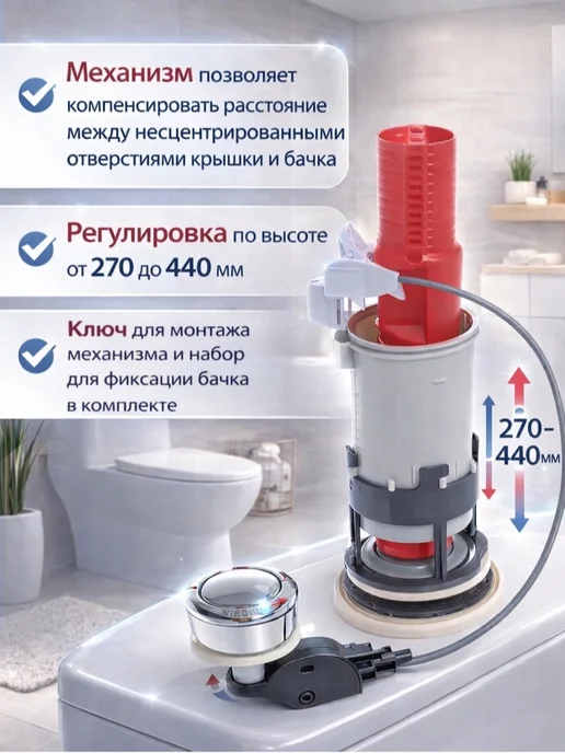 Wirquin Арматура для унитаза двухрежимный тросиковый, вариант, фото 2