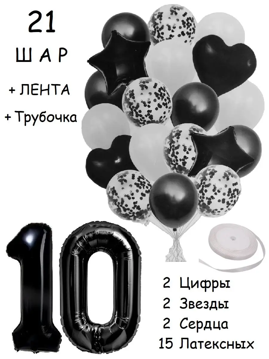 Шары воздушные набор с цифра 10 лет из фольги и латекса Balloon Day  163788947 купить за 405 ₽ в интернет-магазине Wildberries