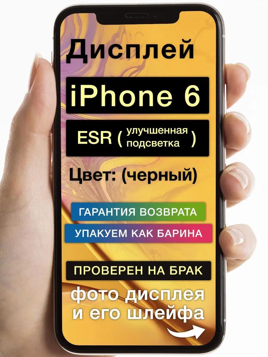 Дисплей на iPhone 6 (ESR) черный GoodDisplay 163789967 купить в  интернет-магазине Wildberries