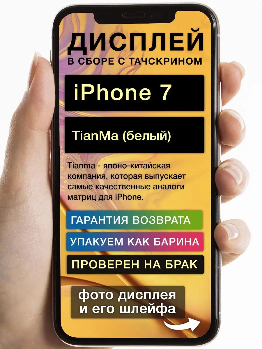 Дисплей на iPhone 7 TianMa белый GoodDisplay 163790076 купить за 1 072 ? в  интернет-магазине Wildberries