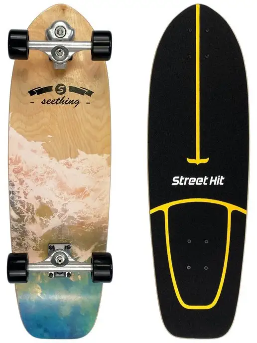 Street Hit Скейтборд деревянный SurfSkate Сёрфскейт SEETHING-1, черный, фото 2