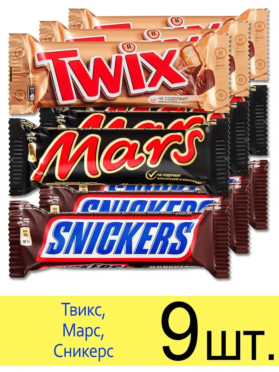 Шоколадные батончики Твикс, Марс, Сникерс Snickers 163863976 купить за 610  ₽ в интернет-магазине Wildberries