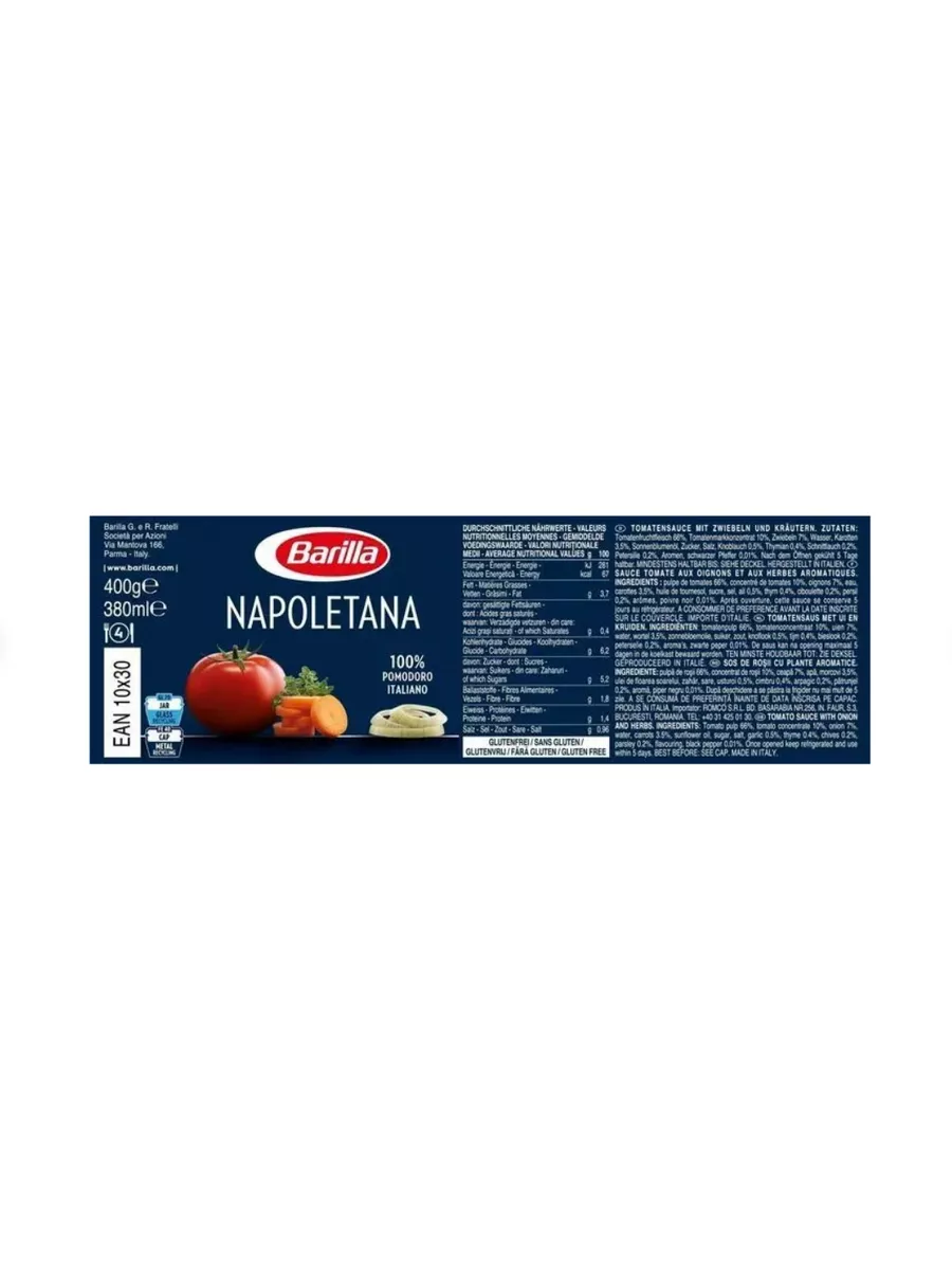 Соус Napoletana томатный с овощами, 2шт по 400 г Barilla 163902437 купить  за 1 636 ₽ в интернет-магазине Wildberries