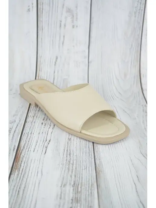 ABI-SHOES Мюли черные из натуральной кожи сандалии низкие, бежевый, фото 5