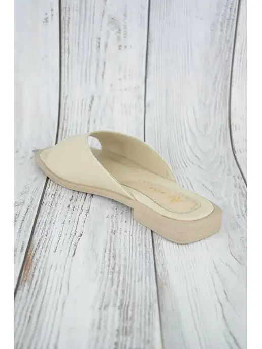 ABI-SHOES Мюли черные из натуральной кожи сандалии низкие, бежевый, фото 7