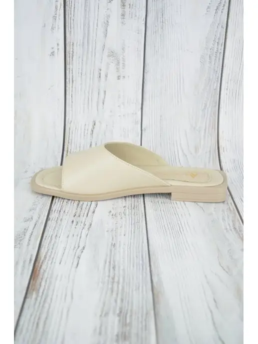 ABI-SHOES Мюли черные из натуральной кожи сандалии низкие, бежевый, фото 8