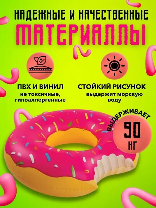 Декора Надувной круг для плавания 90 см, розовый, фото 2