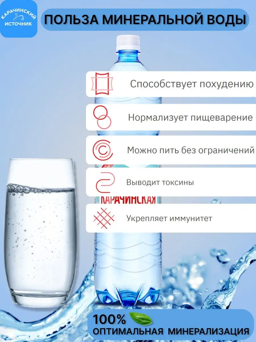 Минеральная вода Карачинская минералка газированная 1,5л6шт Карачинский  Источник 163959171 купить за 563 ₽ в интернет-магазине Wildberries