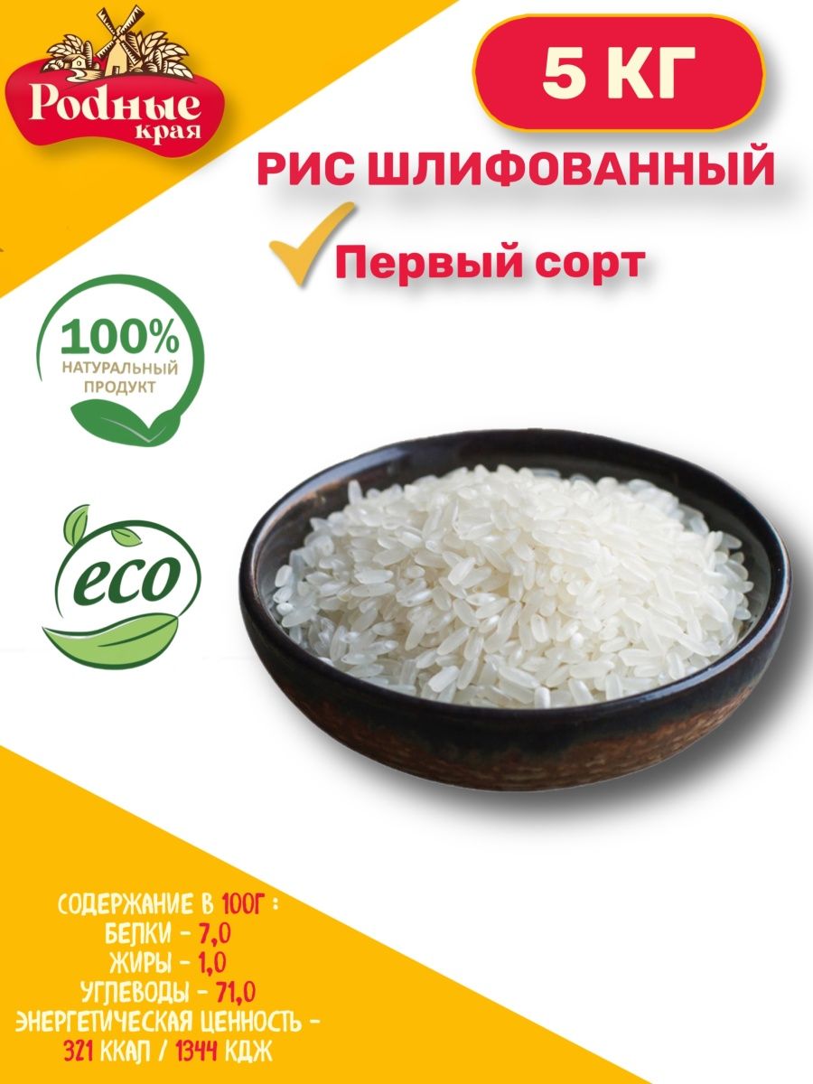 Рис кубанский шлифованный Первый сорт 5 кг Родные края 163972981 купить за  597 ₽ в интернет-магазине Wildberries