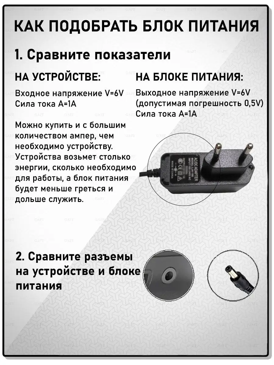 Адаптер тонометра 6V 1A. Блок питания 6В gaft 163983060 купить за 300 ₽ в  интернет-магазине Wildberries