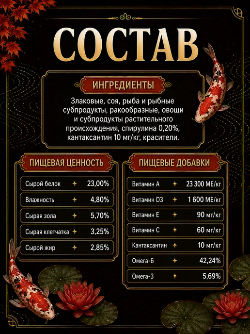 Корм для рыбок аквариумных карпов КОИ 100гр, 100 г, фото 3