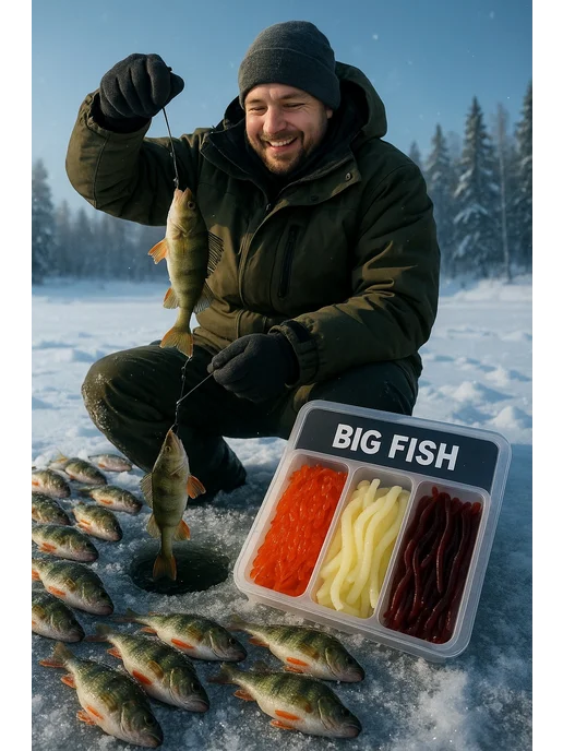 BIG FISH Мотыль искусственный для зимней рыбалки с запахом креветки, вариант, фото 2