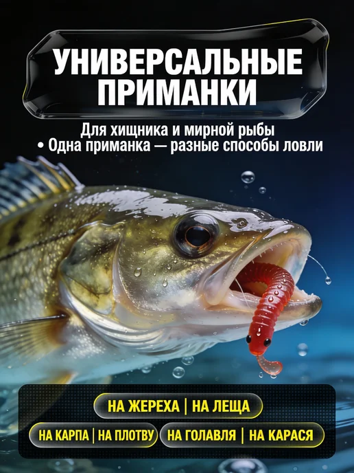 BIG FISH Мотыль искусственный для зимней рыбалки с запахом креветки, вариант, фото 8
