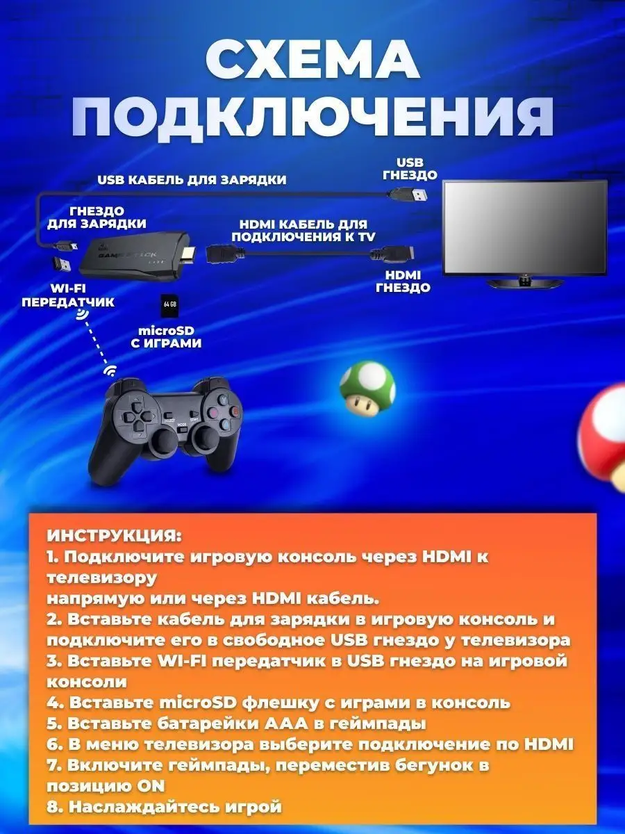 Игровая приставка для телевизора Game Stick Box 4k PlayStation 164086009  купить за 1 382 ₽ в интернет-магазине Wildberries