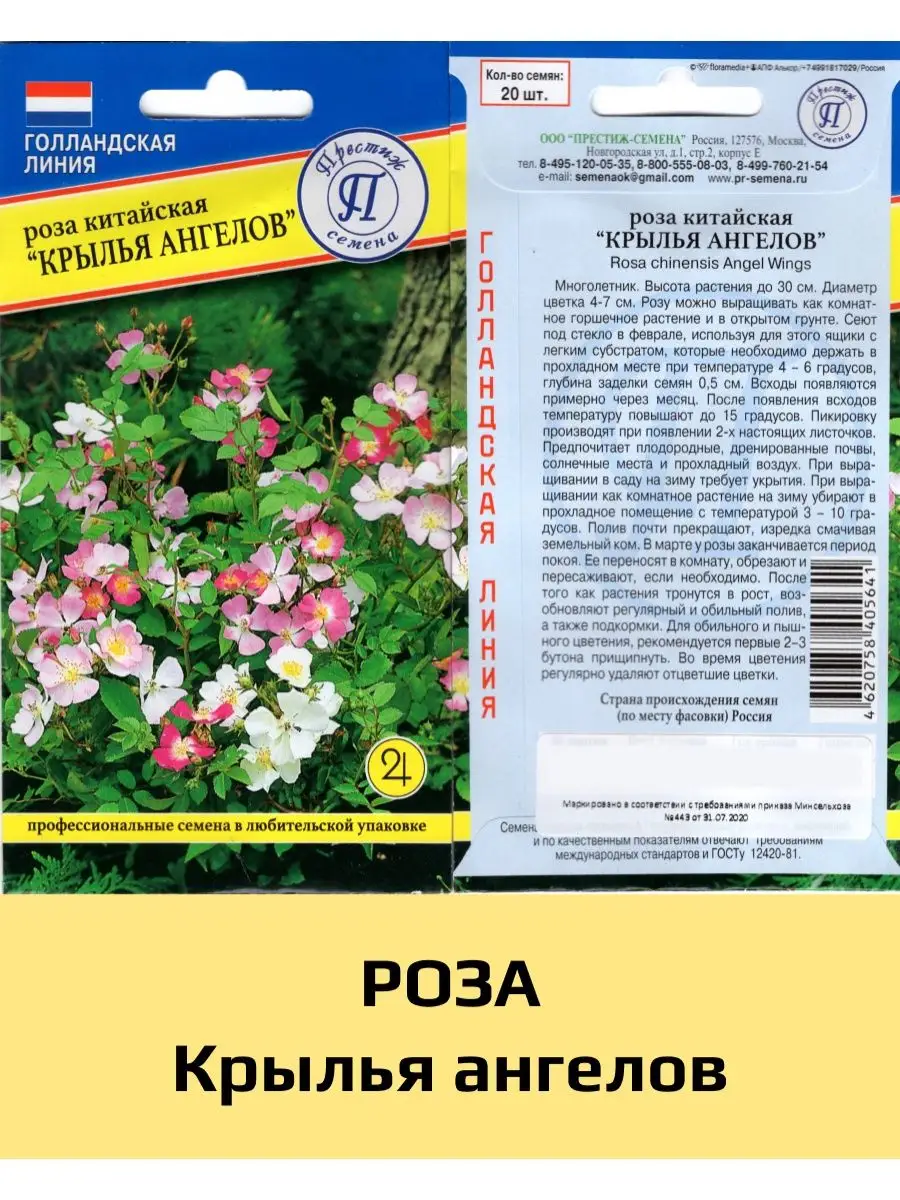 Семена Роза китайская Крылья ангелов, 1 уп Престиж 164147573 купить за 205  ₽ в интернет-магазине Wildberries