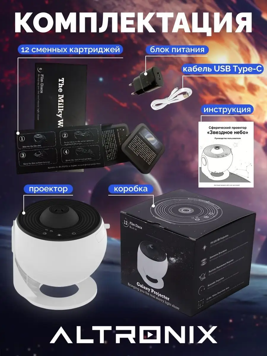 Проектор-планетарий Звездное небо ALTRONIX store 164166854 купить за 1 936  ₽ в интернет-магазине Wildberries