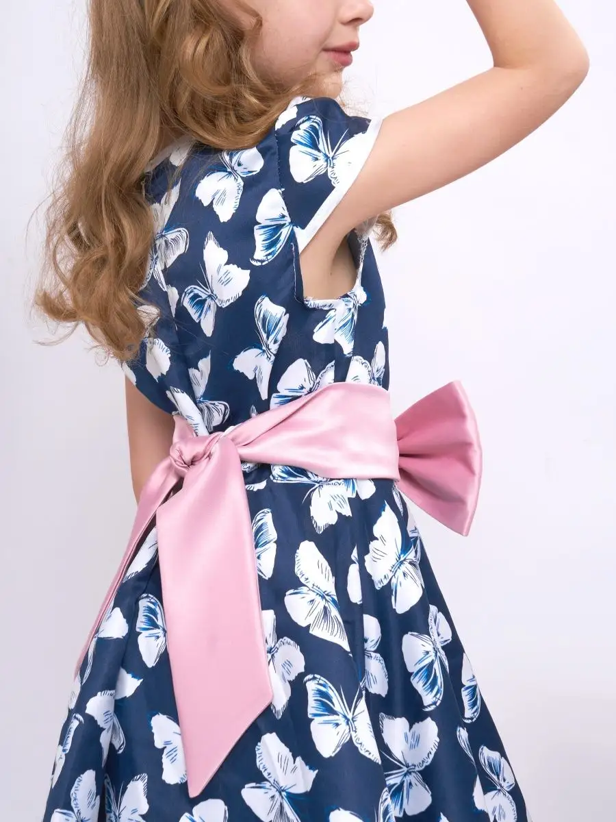 Платье с акцентным бантом на поясе в цвете: Персиковый