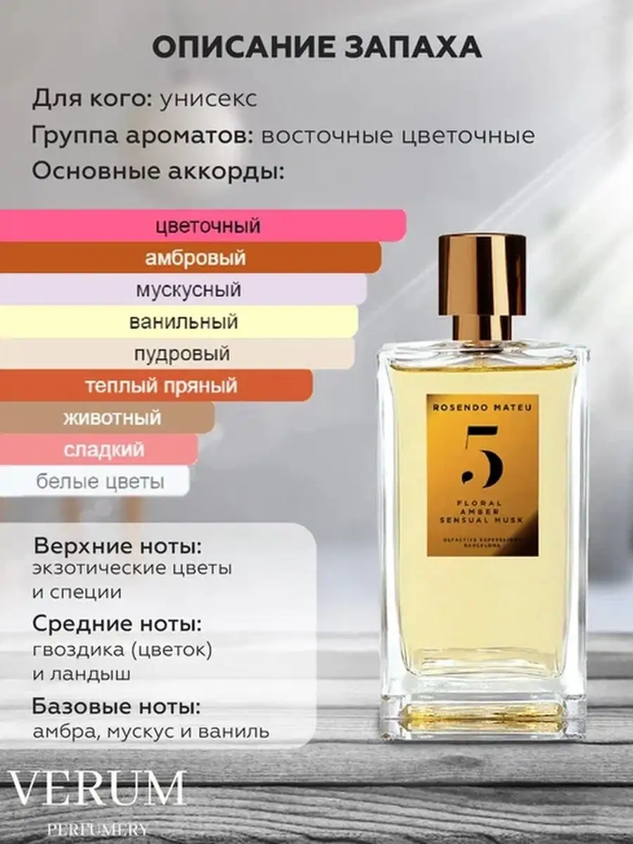 Парфюм распив пробник Rosendo Mateo n 5 Verum perfumery 164206689 купить за  275 ₽ в интернет-магазине Wildberries