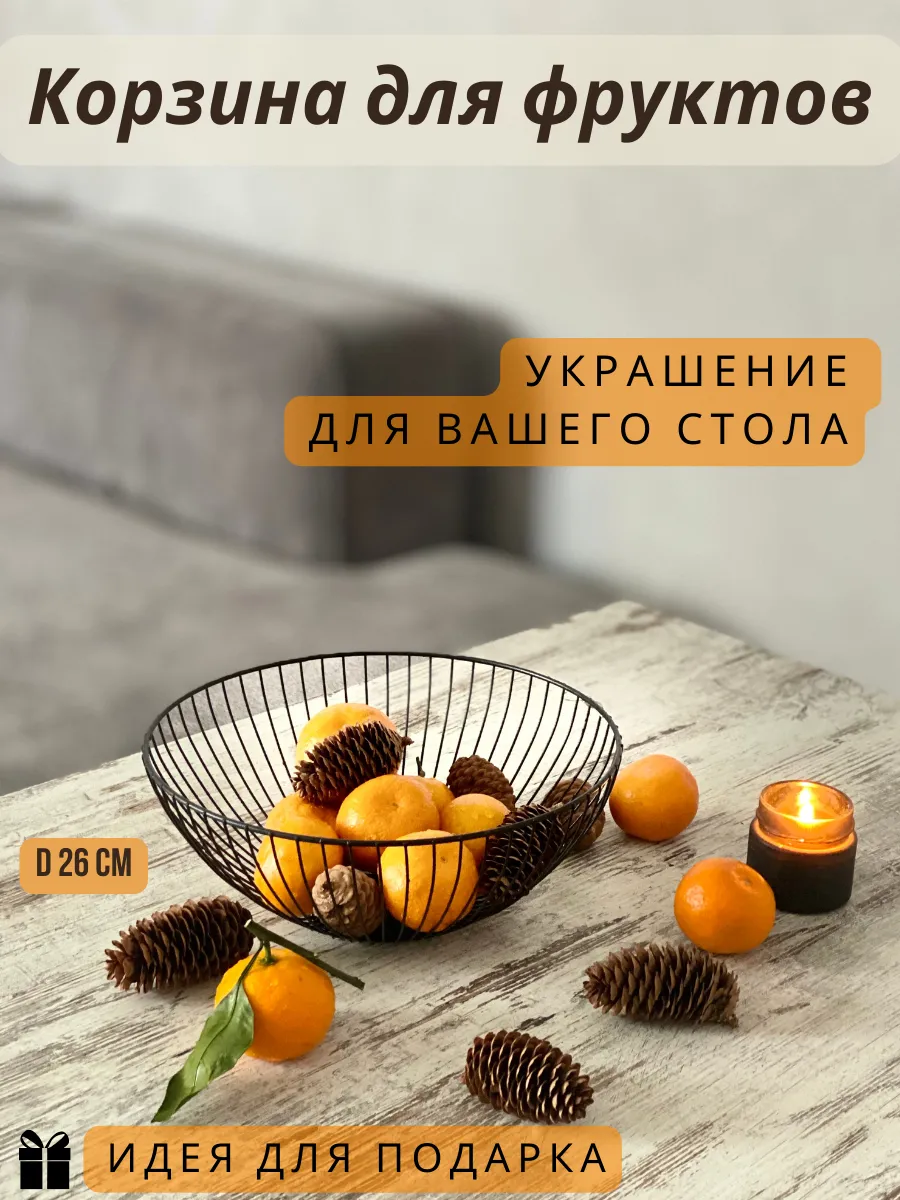 фруктовница металлическая черная корзина для фруктов ваза