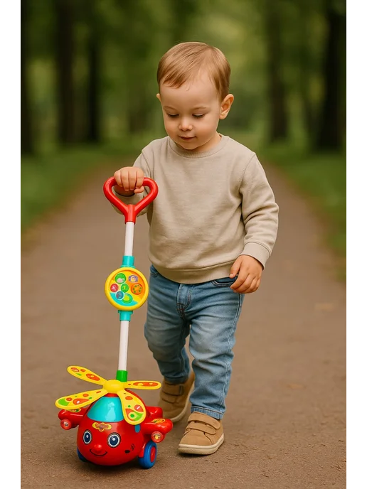 TOYSOFKIDS Каталка детская с ручкой Вертолетик, вариант, фото 6