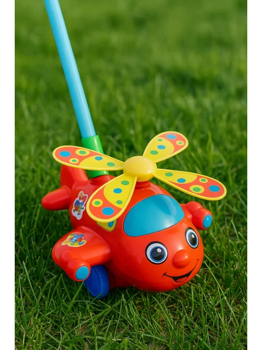 TOYSOFKIDS Каталка детская с ручкой Вертолетик, вариант, фото 7