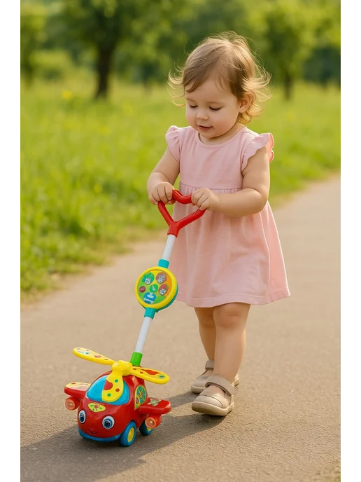 TOYSOFKIDS Каталка детская с ручкой Вертолетик, вариант, фото 8